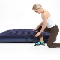 Lit pneumatique gonflable Double simple floqué bleu marine pour voyage, camping