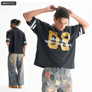 Camiseta de manga corta para hombre, camiseta de baloncesto de malla holgada a la moda, ropa de calle de verano, Camiseta deportiva con estampado gráfico - Product Image 4