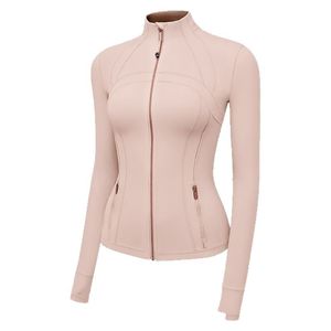 Spring <b>Summer</b> Stand Collar Gold Zipper High Elastic <b>Long</b> Sleeve Yoga Jacket For Women Running Gym Apparel - Product Image 3