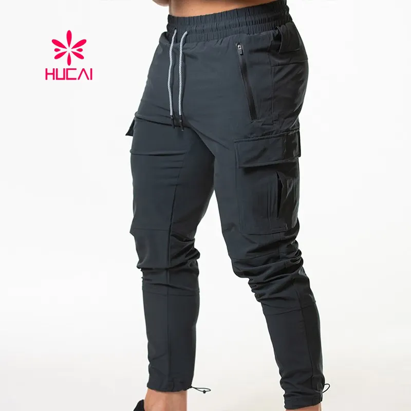Fitness sport custom logo workout cool cargo pants side pockets sweatpants jogger for men