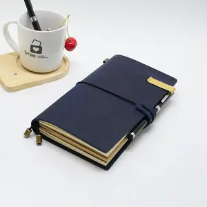 Promosi A6 isi ulang jurnal perjalanan kulit buku catatan gaya antik dengan jurnal kustom Logo kustom