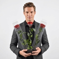 Bouquet de roses éternelles OEM pour la Saint-Valentin et Noël, fleurs préservées avec tiges, cadeaux d'entreprise, rose éternelle