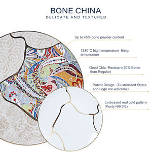 Piatti in Porcellana <span class=keywords><strong>Bone</strong></span> China per Hotel, Vendita all'Ingrosso, Design Moderno con Bordo Dorato, Piatti di Lusso per Ristorazione - Product Image 4