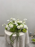 Arrangement floral de mariage vert populaire, centre de table en soie artificielle avec hortensia vert et rose blanche pour décoration de mariage