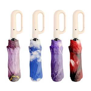 Modern Three-Folding Ring Buckle Handle Fully <b>Automatic</b> Fold <b>Umbrella</b> Glass Fiber Ribs UV Resistant High Quality Travel - Product Image 5