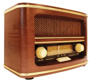 Hot sale portable wooden nostalgic AM FM radio with stereo speakers