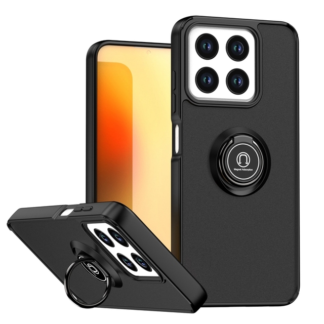 Shockproof Transparent Matte Soft TPU Hard PC Protective Cover Case with Ring Stand Holder Phone Cases for ZTE Nubia V70 Cover