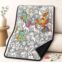 Nouveau produit : Couverture à colorier personnalisable pour enfants, lavable en machine, tapisserie artistique à dessiner soi-même, jeu amusant parent-enfant, cadeau, couverture décorative
