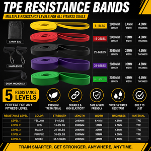 ชุดยางยืดออกกำลังกาย TPE แบบมีโลโก้สั่งทำ <span class=keywords><strong>ป</strong></span>ราศจากน้ำยาง 5 ระดับ สำหรับดึงข้อ โยคะ ฟิตเนส ขายส่งแบบ OEM - Product Image 2