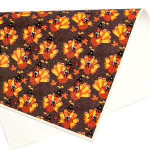 Glitter giorno del ringraziamento stampato fogli di ecopelle artificiali per capelli con fiocco di <span class=keywords><strong>design</strong></span> modello materiali orecchino - Product Image 3