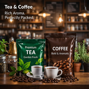 Sachet Doypack en plastique refermable avec fermeture éclair, qualité alimentaire, pour emballage de thé et café, idéal pour thé et café premium, intense et aromatique - Product Image 3
