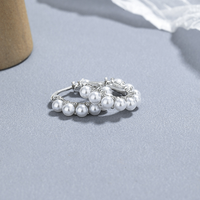 Boucles d'oreilles manchette en argent sterling 925, perle française, style vintage chic et élégant, sans perçage