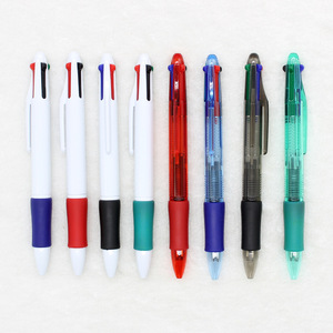Stylo en plastique multicolores personnalisé, impression de logo publicitaire, motif, expédition rapide, rouge, bleu, noir, vert, recharge à base d'huile, 4 couleurs - Product Image 2
