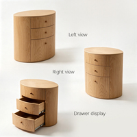 Table de chevet incurvée en bois de noyer à 3 tiroirs, mobilier de chambre moderne, fournisseur OEM