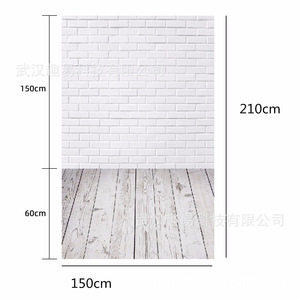 Toile de fond photographique mur de briques blanches avec sol en bois 1,5x2,1m pour studio, style nord-américain, fond imprimé non tissé - Product Image 4