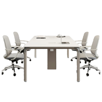 Table de conférence moderne blanche, table de réunion en bois de luxe pour 8, 10, 12 personnes, grand bureau rectangulaire pour salle de réunion