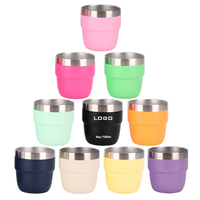 Mug à café isotherme empilable en acier inoxydable de 4 oz, 6 oz, 8 oz, avec couvercle magnétique, pour expresso et lait