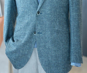 Giacca di Alta Qualità <span class=keywords><strong>in</strong></span> Colore Speciale, Completo da <span class=keywords><strong>Uomo</strong></span> <span class=keywords><strong>in</strong></span> <span class=keywords><strong>Lino</strong></span> e Lana, <span class=keywords><strong>Blazer</strong></span> Doppiopetto, Taglie Grandi Disponibili - Product Image 3