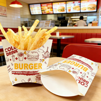 Gobelets à frites pliables imprimés sur mesure, boîtes à emporter, contenants en papier de qualité alimentaire pour l'emballage de la restauration rapide