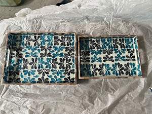 Nouveau design, vente en gros, ensemble de plateaux décoratifs rétro en nacre et coquille de Capiz, logo personnalisable, pour la décoration intérieure - Product Image 5