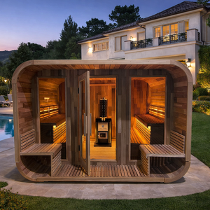 Sala de Sauna moderna de leña para exteriores, cedro rojo para 4-8 personas y sala de vapor de Sauna finlandesa de madera, portátil para exteriores, Spa en casa - Product Image 2