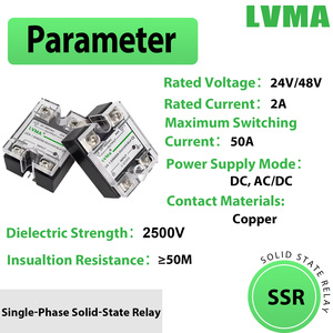 Миниатюрное твердотельное реле LVMA <span class=keywords><strong>SSR</strong></span>-25DA 50А, однофазное, управление 24В переменного/постоянного тока, герметичное, 1НО контакт, общего назначения - Product Image 3