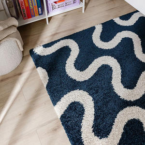 地毯300X400设计师风格客厅卧室地毯线条黑色条纹高级床头毯家居蓬松地毯 - Product Image 5