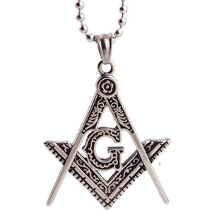 Freemasonry Pendant A Shape Hollow Logo <b>Titanium</b> Steel Necklace Unisex Everyday Wear Geometric Design Steel Color 60cm <b>Chain</b> - Product Image 2