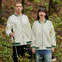 Blouson universitaire zippé color-block hiver 320g personnalisable pour étudiant, coupe ample, polyvalent, streetwear brodé