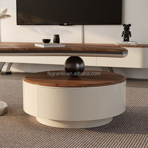 Meja Kopi Minimalis Cantik Desain Daun Kayu Walnut Veneer Kreatif Bentuk Khusus Ruang Tamu Set Meja TV MDF Furnitur - Product Image 5