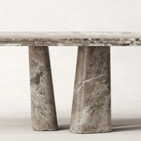 Table à manger en marbre Dream Home, plateau multicouche, pieds cylindriques effilés, mobilier de salle à manger moderne et luxueux