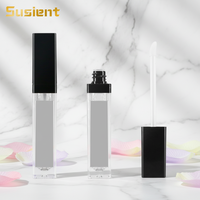Nouveau design – Tubes cosmétiques en plastique argenté et noir pour brillant à lèvres et gloss, avec bouchons à brosse, capuchons à vis, lumière LED et miroir intégré