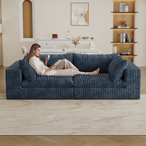 Jiyi đám mây sofa vải nhung kẻ sâu ghế Hai Lớp Thiết kế có thể tháo rời đệm không có lắp ráp yêu cầu không xương đi văng phòng khách - Product Image 2