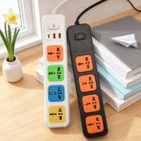 Multiprise de voyage universelle DENIXI en ABS ignifuge avec interrupteur et ports USB