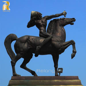 Berühmte Garten dekoration im Freien Großer Messing mann, der indische Pferdebronze-Skulptur reitet - Product Image 6