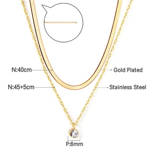 Collar con Colgante de Doble Cadena de Acero Inoxidable, Diseño 2022, Chapado en Oro de 18K con Diamantes, Estilo Hip-Hop, Joyería Moderna y Popular - Product Image 2