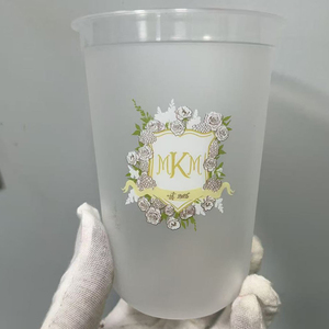 Gobelets en plastique transparents jetables personnalisés de 16 oz en forme de U avec fond arrondi, couvercles et pailles avec logo pour café et thé - Product Image 5
