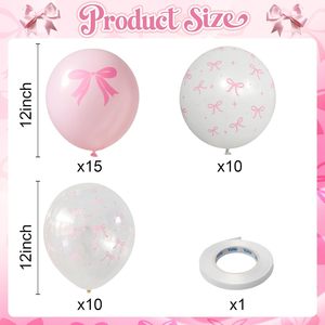 35 ballons en latex <span class=keywords><strong>rose</strong></span> pâle clair et blanc avec nœuds pour mariage, fête prénuptiale, baby shower, enterrement de vie de jeune fille, fiançailles, princesse, coquette - Product Image 6