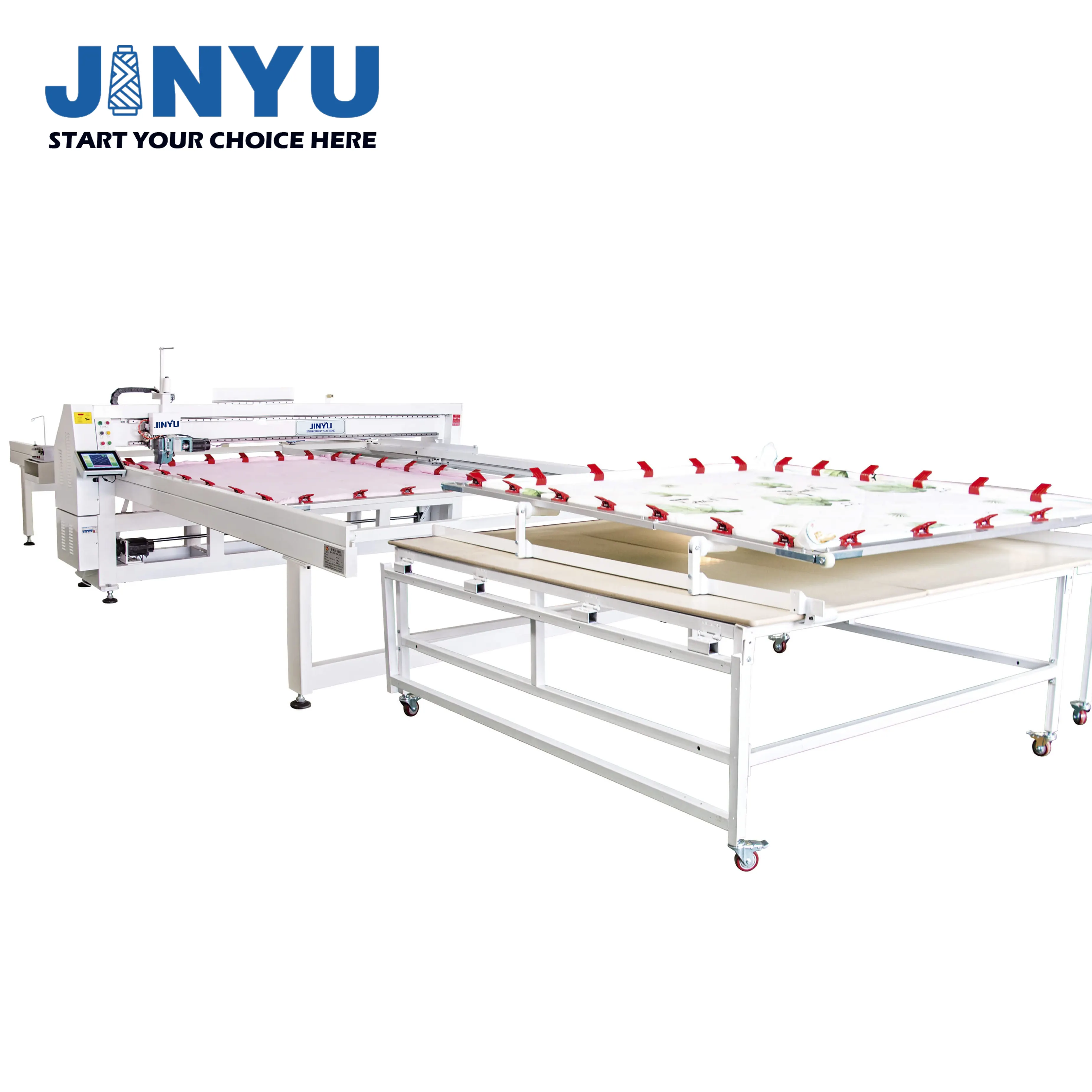 침대 커버와 매트리스 용 Jinyu 자동 싱글 헤드 고속 퀼트 기계 이불 재봉 자수 기계