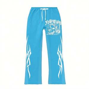 Alta calidad Otoño Invierno desgastado personalizar impresión algodón 2 piezas hombres Sudadera con capucha Jogger chándales conjunto - Product Image 3