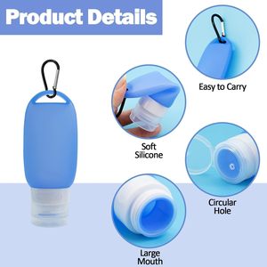 Leakproof Silicone Squeeze Hand Sanitizer Bottle Silicon Holder Empty Travel Size Bottles with Keychain Carabiner - Product Image 2