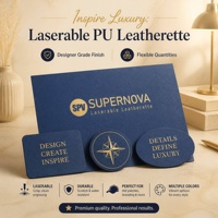 Lembar Kulit Sintetis PU Tebal Biru/Emas 12x24 Inci untuk Pengukiran Laser dengan Perekat untuk Patch Topi, Tas Kerajinan, Coaster