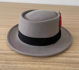 A111804 Sombrero de Fieltro de Lana 100% de Alta Calidad Personalizado al por Mayor con Decoración de Plumas, Sombrero Formal Unisex para Negocios, Gran Venta - Product Image 3