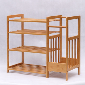 Bamboo <b>Shoe</b> Rack 4 Layers <b>Space</b> <b>Saving</b> Standing Type For Bathroom <b>Storage</b> - Product Image 1
