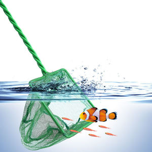 <span class=keywords><strong>Options</strong></span> multi-tailles Accessoires d'aquarium Carré de réservoir Poignée en métal Filet de pêche à poisson Vert - Product Image 1