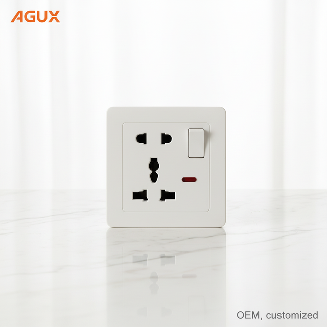 Durable Universal Multifunction Socket Neon Smart Single Pole 16A Metal Wall Socket Home Office Electric Power