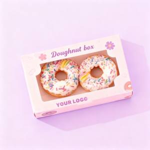 Boîte en papier en gros pour beignets, boîtes à friandises, boîtes roses, logo estampé, emballage pour beignets avec fenêtre - Product Image 3