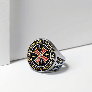 Bestseller Kreuz Edelstahlring für Männer Gold Rot Vintage-Stil Diamant Modisches Unisex Tägliches Accessoire Modeschmuck - Product Image 4