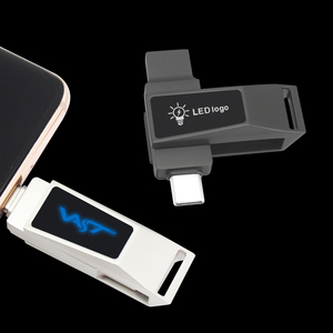 Memoria USB Personalizada 3.0 2 en 1 con LED <span class=keywords><strong>Luminus</strong></span>, Memoria USB Tipo-C al por Mayor con Logotipo LED <span class=keywords><strong>Luminus</strong></span> - Product Image 1