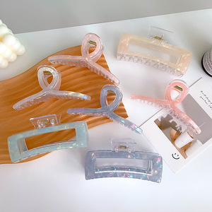 Fermagli per Capelli in Acrilico Semplici Rettangolari a Doppio Braccio con Molla 8cm per Uso Quotidiano - Product Image 6